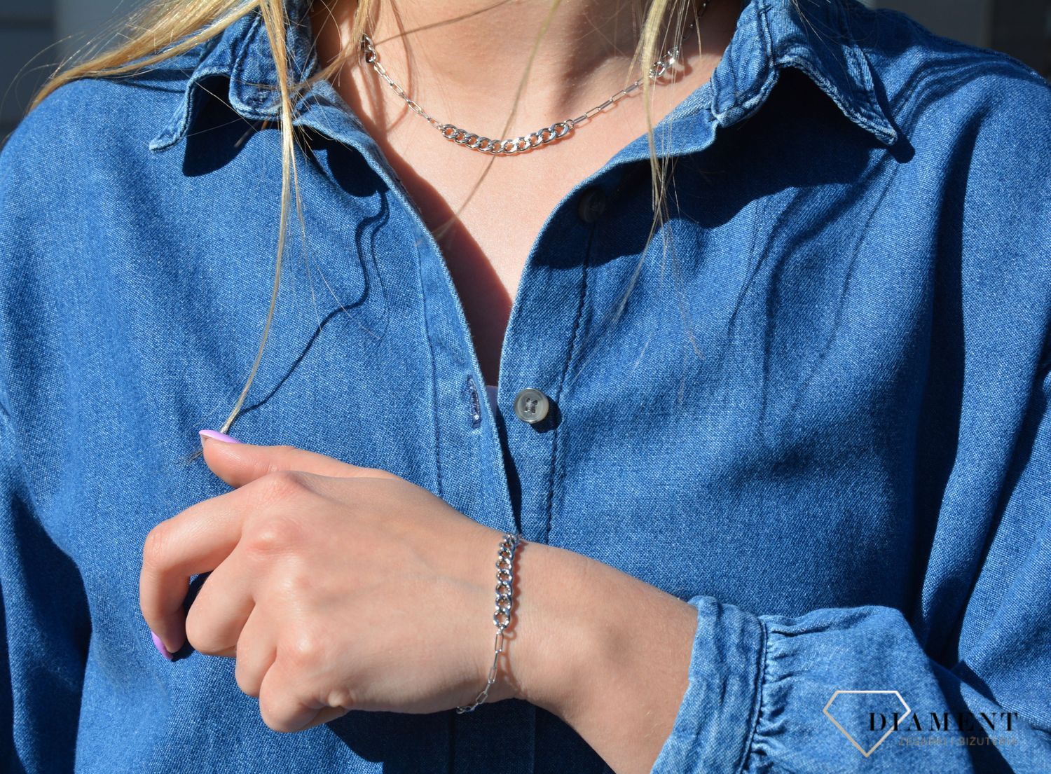 Bransoletka srebrna damska pancerka nowoczesna B RM 24199s . Bransoletka ozdobiona prostym łańcuszkiem typu pancerka. Wyjątkowy splot srebrnej bransoletki.1.jpg